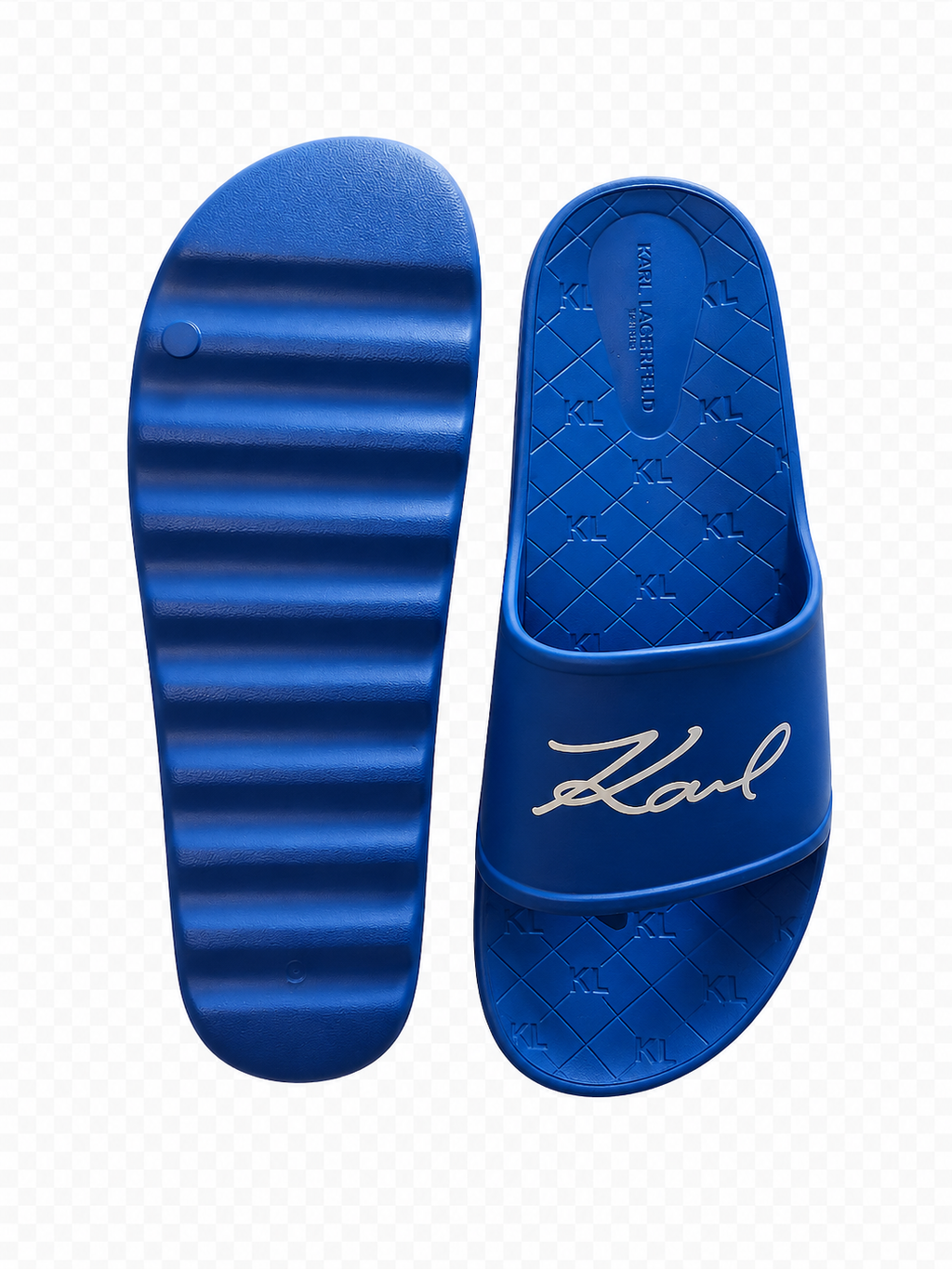 Karl Lagerfeld Paris Blue Signature Slide Sandals – Royal Blue Comfort Slides