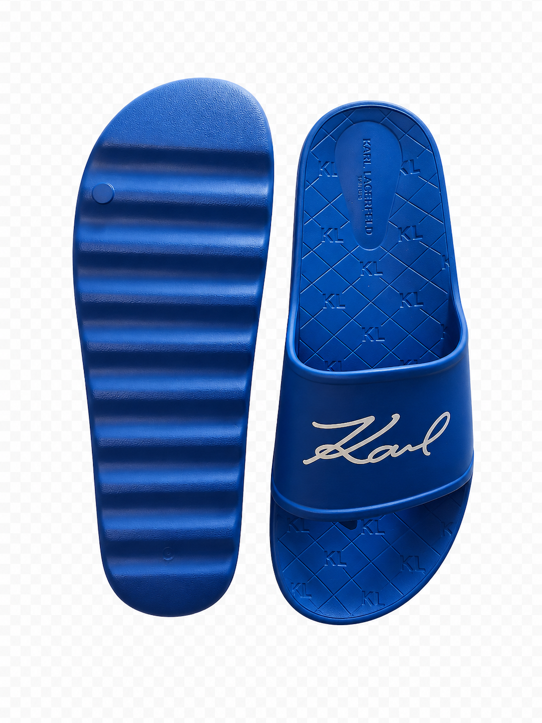Karl Lagerfeld Paris Blue Signature Slide Sandals – Royal Blue Comfort Slides