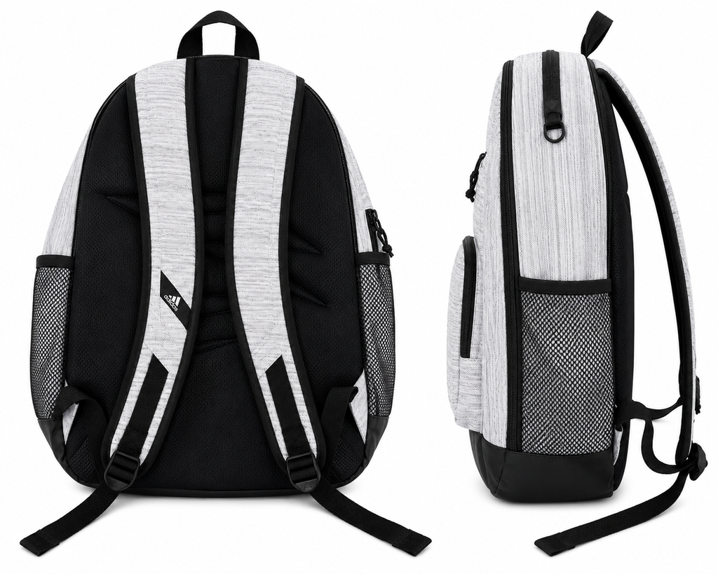Adidas Heather Gray Multi-Compartment Backpack – School, Travel & Everyday Carry Bag