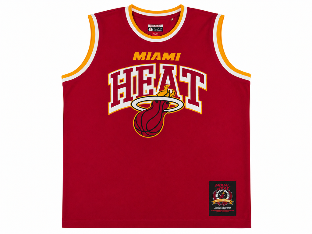 Miami Heat Red Sleeveless Basketball Jersey Tank Top with Embroidered Patch