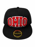 Ohio Embroidered Snapback Hat – Black & Red Flat Brim Streetwear Cap