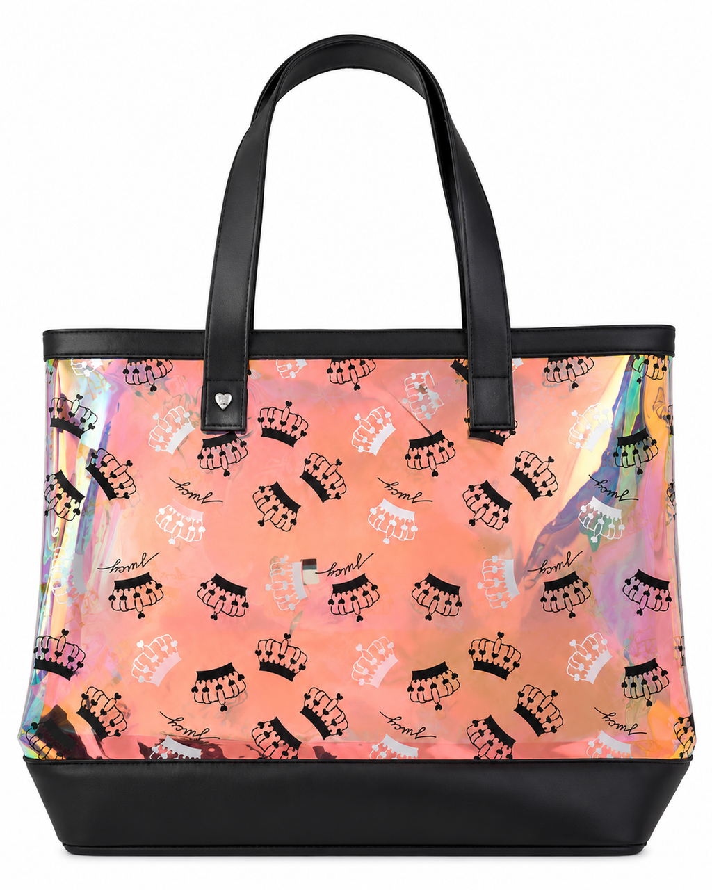 Juicy Couture Iridescent Transparent Beach Tote Bag – Large Waterproof Summer Pool & Travel Tote