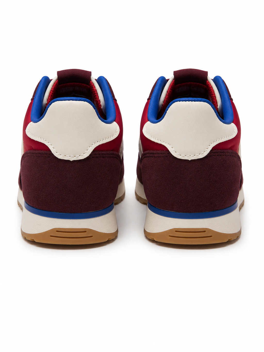 Children's Retro Runner Sneakers – Burgundy, Red & Blue Memory Foam Athletic Shoes
