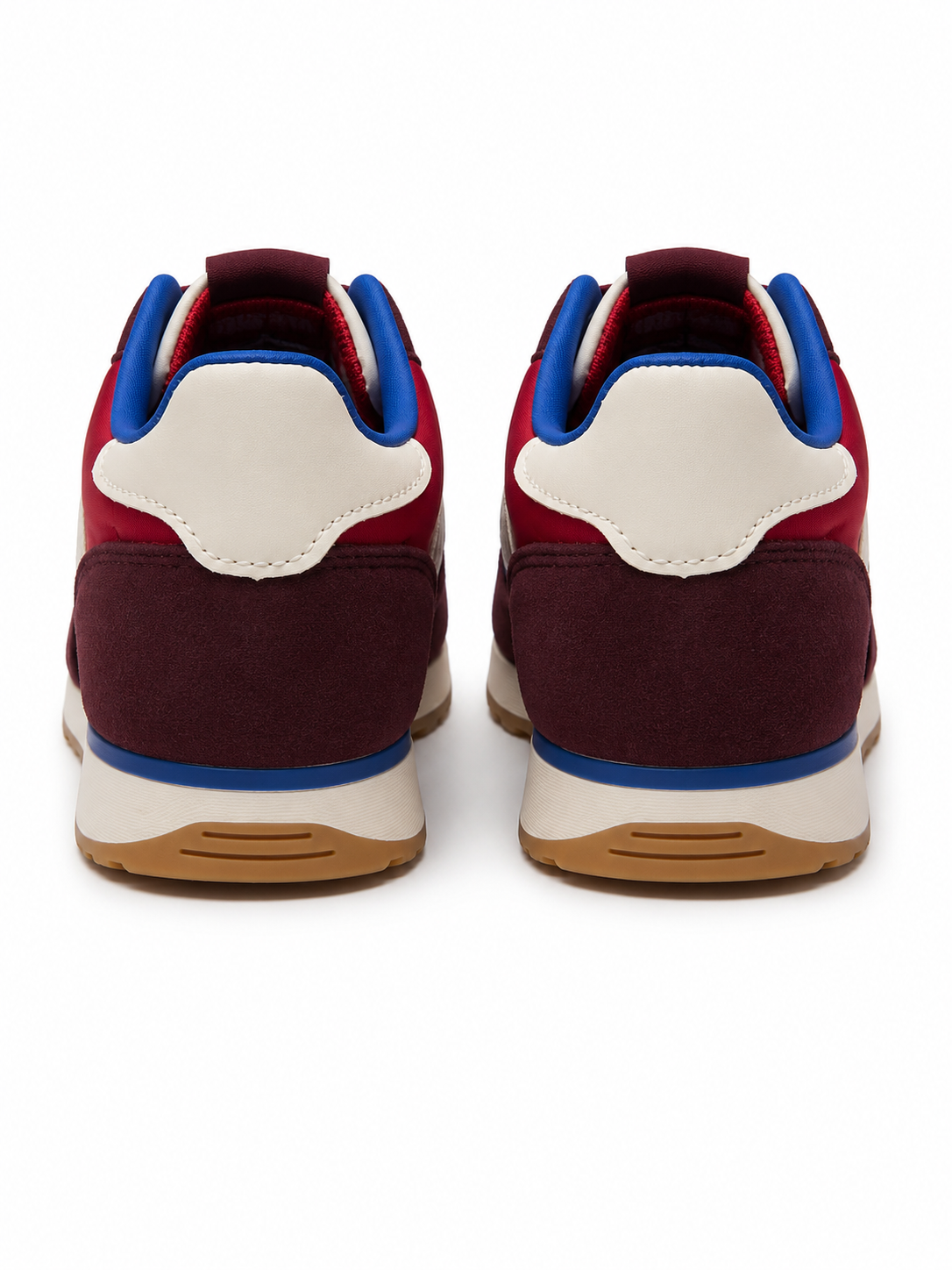 Children's Retro Runner Sneakers – Burgundy, Red & Blue Memory Foam Athletic Shoes