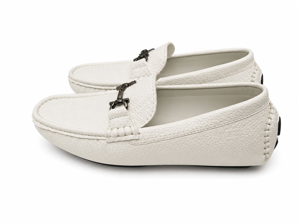 Kids Luxury Loafers – Textured Leather Driving Shoes