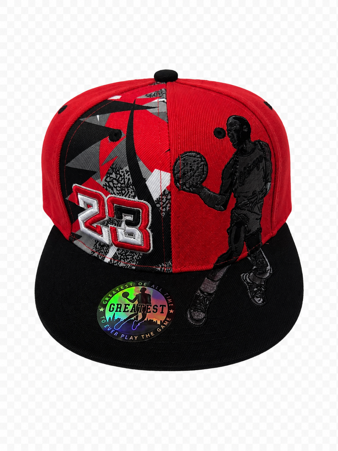 Kobe Bryant Inspired 23 Snapback Hat – Red & Black Basketball Flat Brim Cap