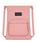 JanSport Draw Sack Backpack with Front Zipper Pocket – Lightweight Drawstring Gym Bag – Blush Pink