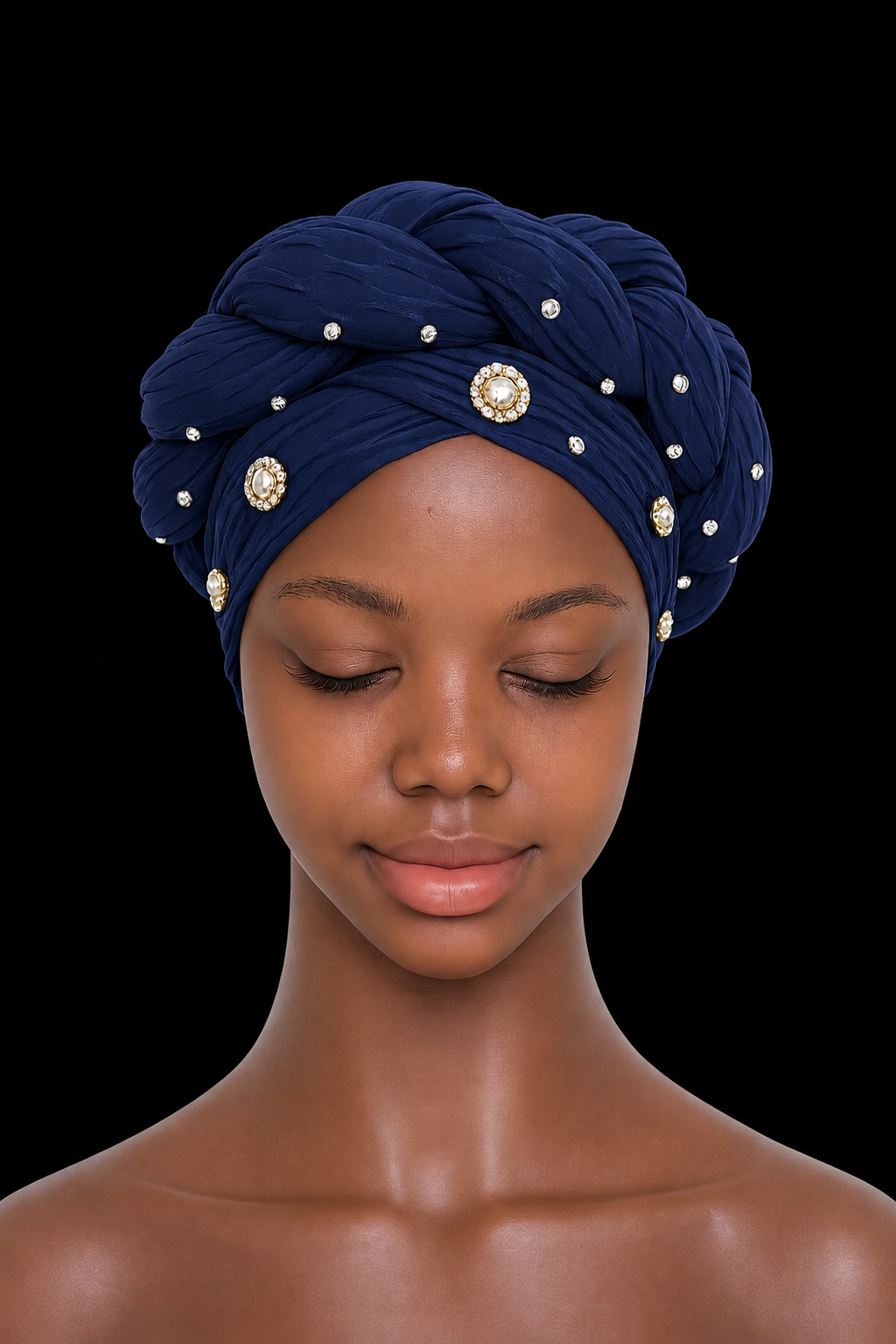 Luxury Braided Embellished Turban Headwrap for Women – Soft Stretch Pre-Tied Head Covering
