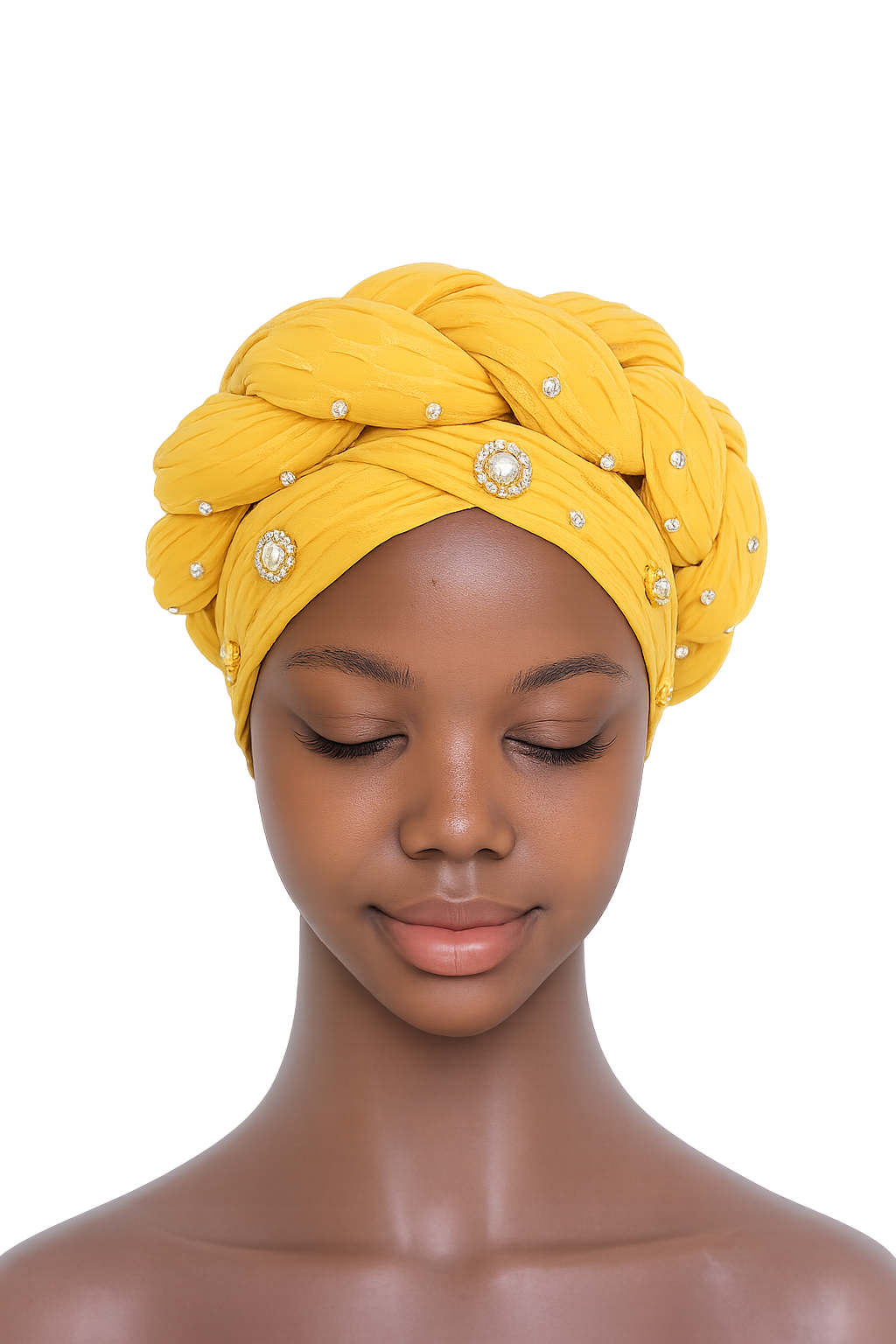Luxury Braided Embellished Turban Headwrap for Women – Soft Stretch Pre-Tied Head Covering
