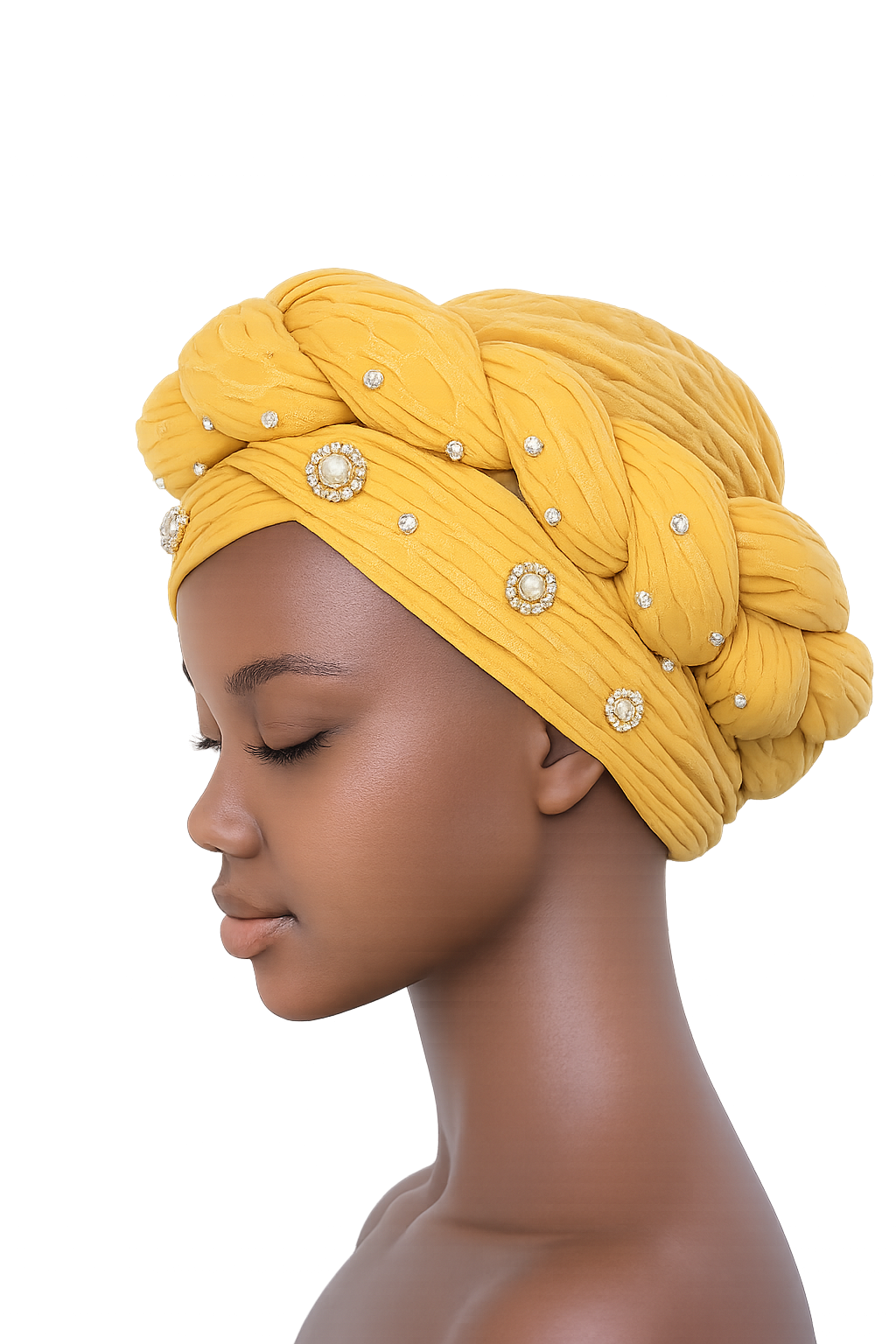 Luxury Braided Embellished Turban Headwrap for Women – Soft Stretch Pre-Tied Head Covering