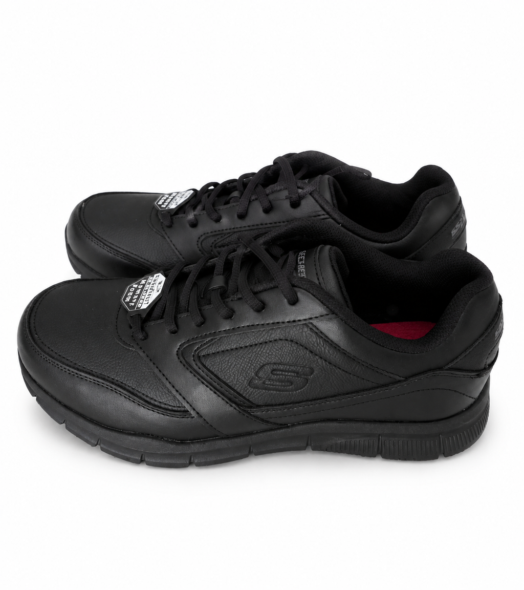Skechers Work Relaxed Fit Slip Resistant Memory Foam Sneakers – Black