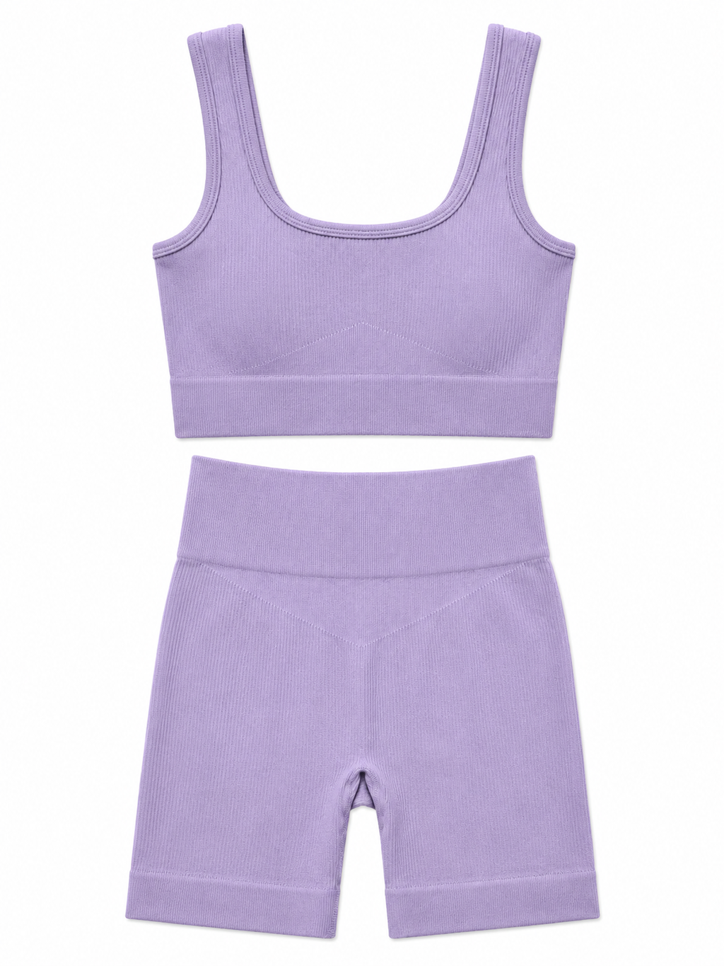 Seamless Ribbed Biker Shorts Set – Women's Activewear Two-Piece Outfit