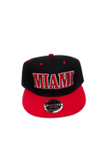 Miami Embroidered Snapback Hat – Black & Red Flat Bill Adjustable Cap