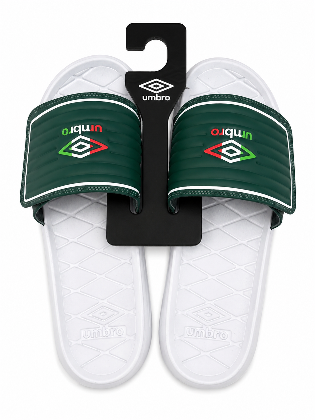 Umbro Green & White Sport Slide Sandals with Pink Sole – Comfortable Unisex Slip-On Slides