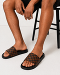 Polo Club Men's Checkered Comfort Slide Sandals – Cushioned Slip-On Slides