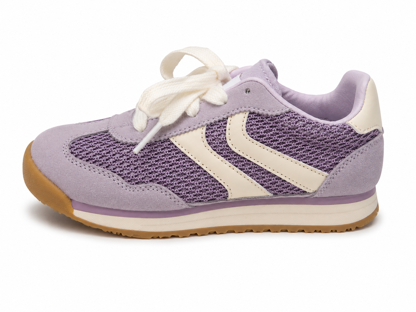 Children's Lavender Retro Runner Sneakers – Lightweight Lace-Up Casual Shoes