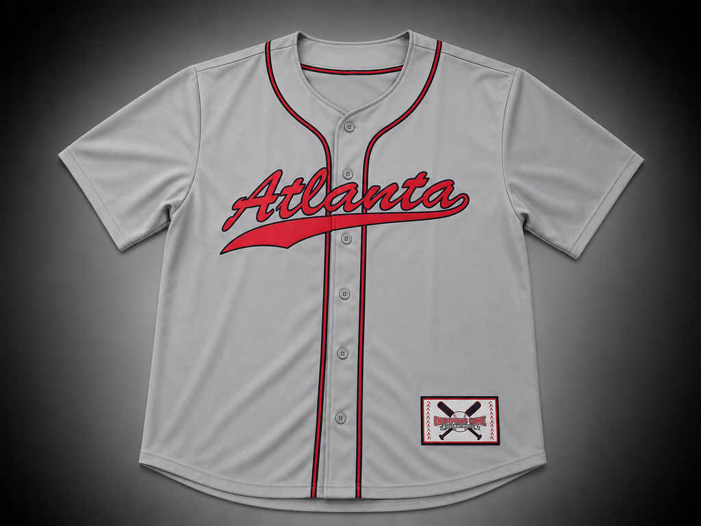 Atlanta Baseball Jersey – Red Button-Up Athletic Jersey | Men’s Sports Tee