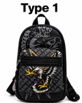 Ed Hardy Eagle & Skull Graphic Sling Backpack – Black Tattoo Art Crossbody Bag